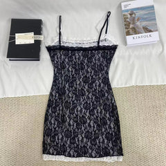 Black And White Lace Strap Dress