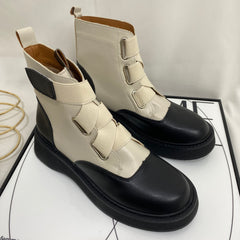 Genuine Leather Round Toe Martin Boots