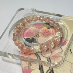 Pink Firework Quartz Beaded Bracelet，Aesthetic Handmade Crystal Bracelet Jewelry Gift