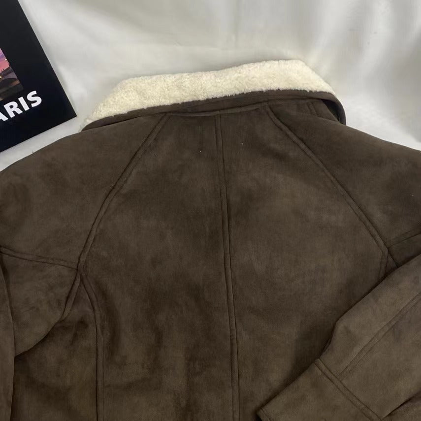 Loose-Fitting Suede And Shearling Coat