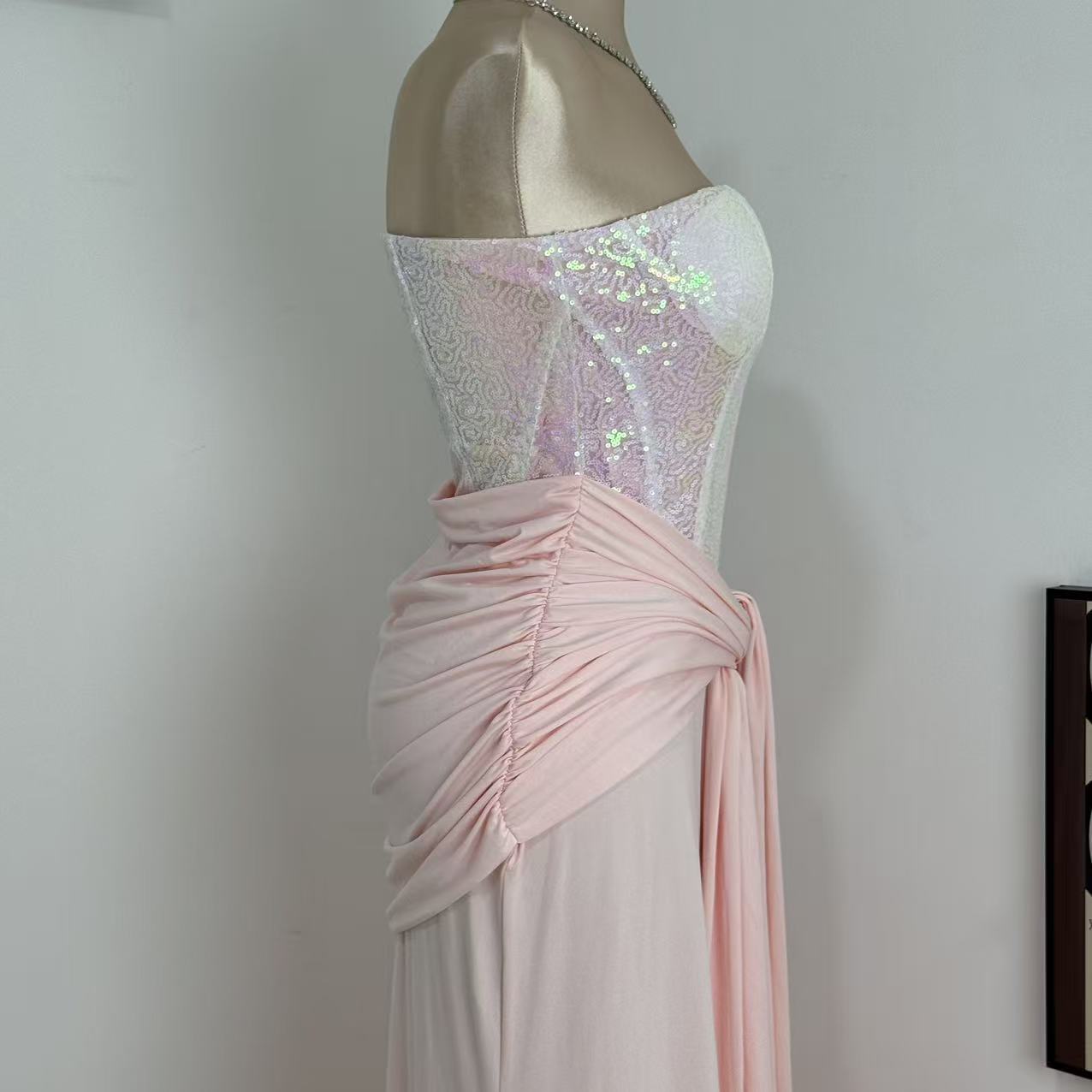 High-Waisted Slim-Fit Lace-Up Dress