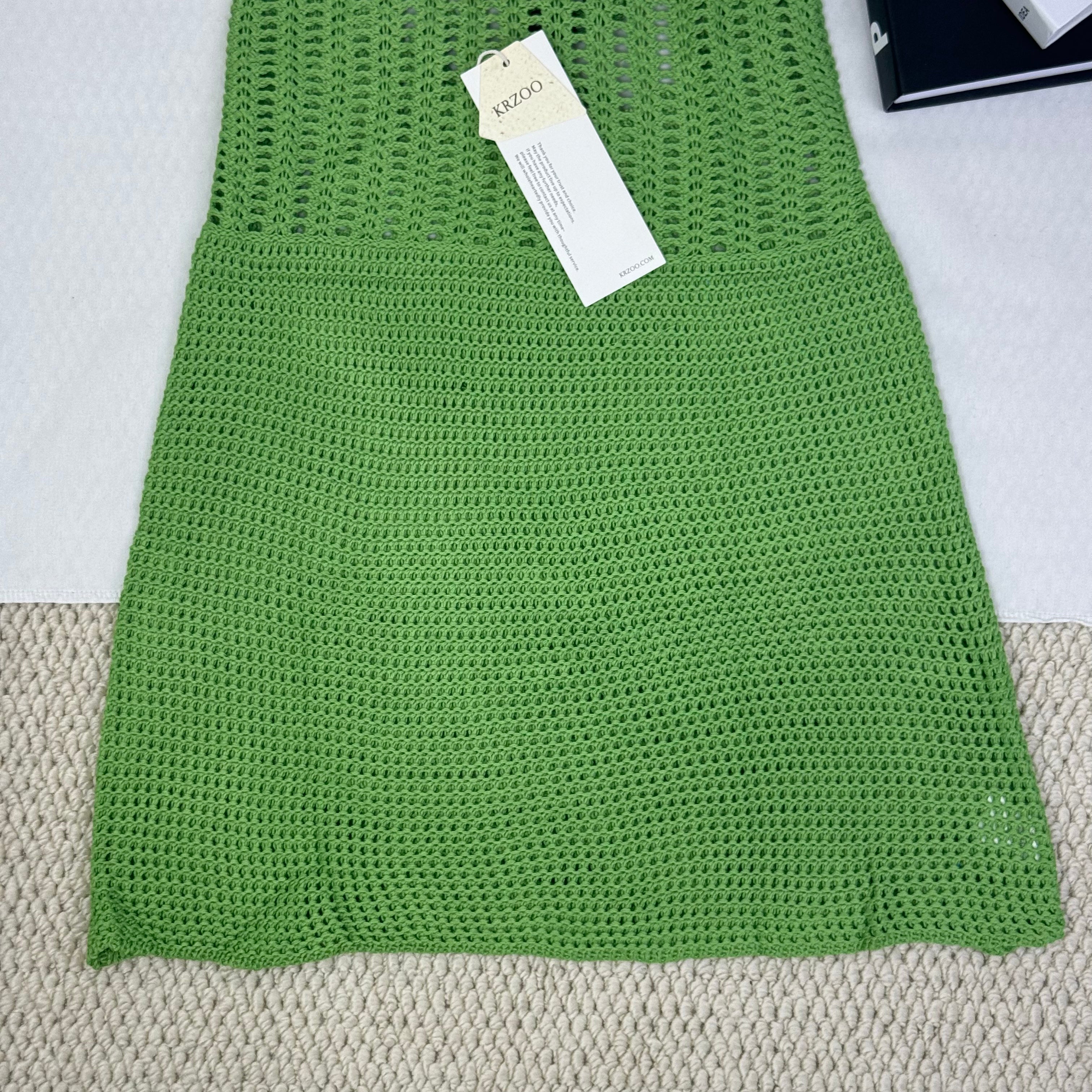 Openwork knitted low-cut skirt