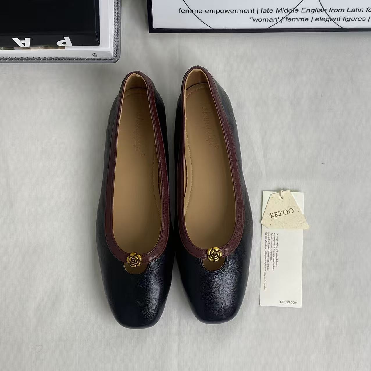 Camellia flower flat shoes