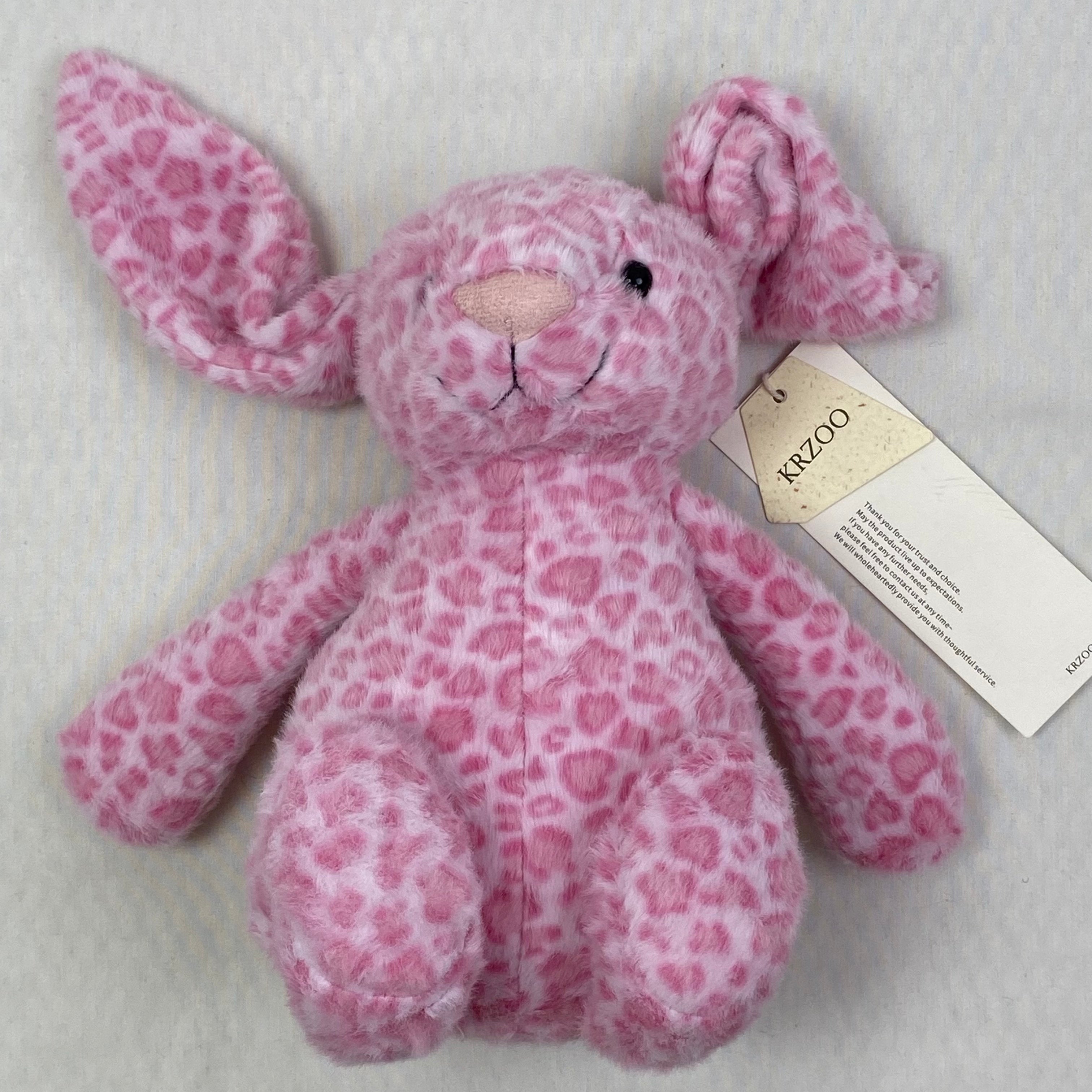Floral-patterned rabbit fur plush comfort doll