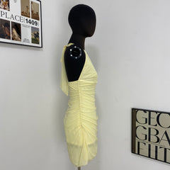 Deep V Vest Slit Dress