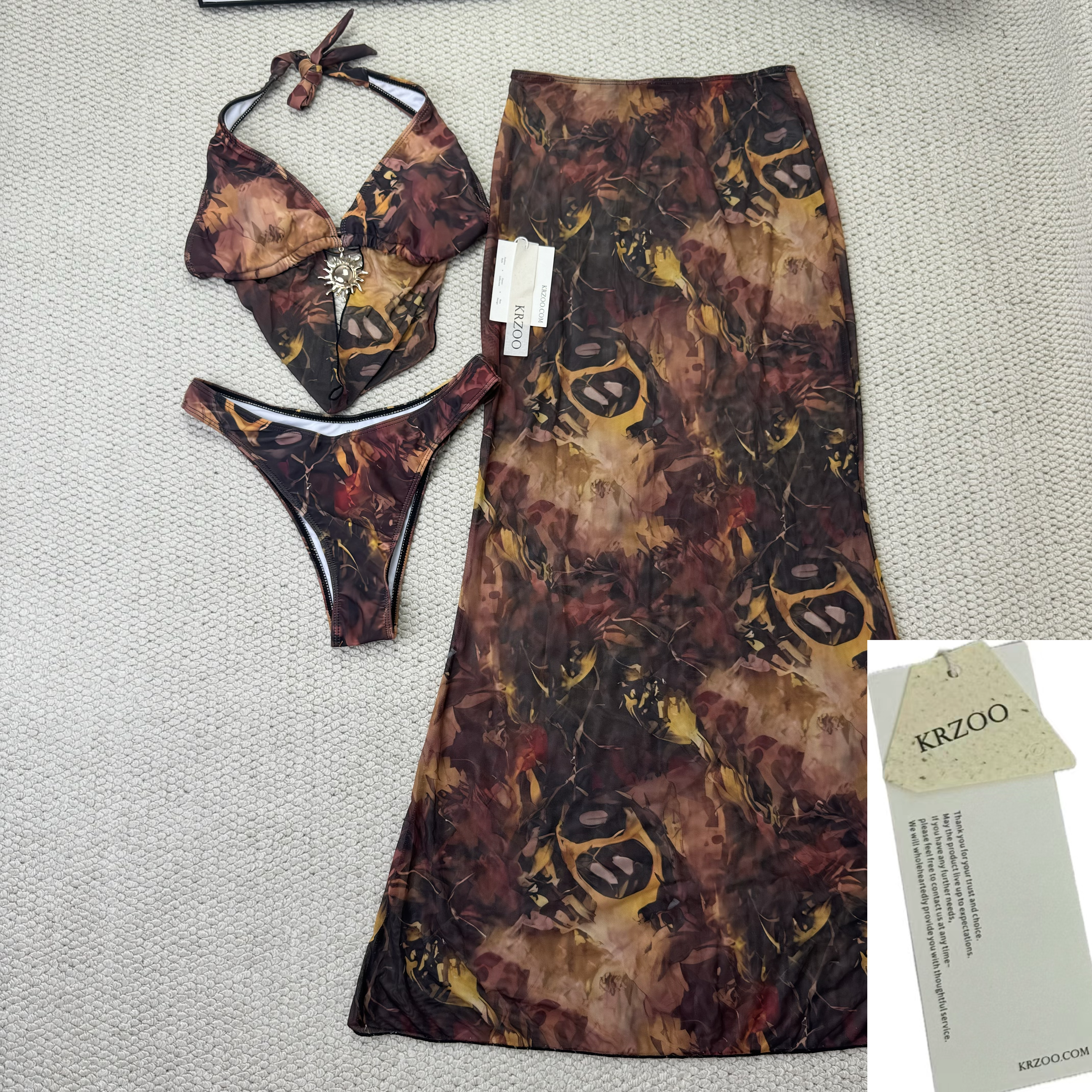 Necklace-style netted wrap-around skirt set