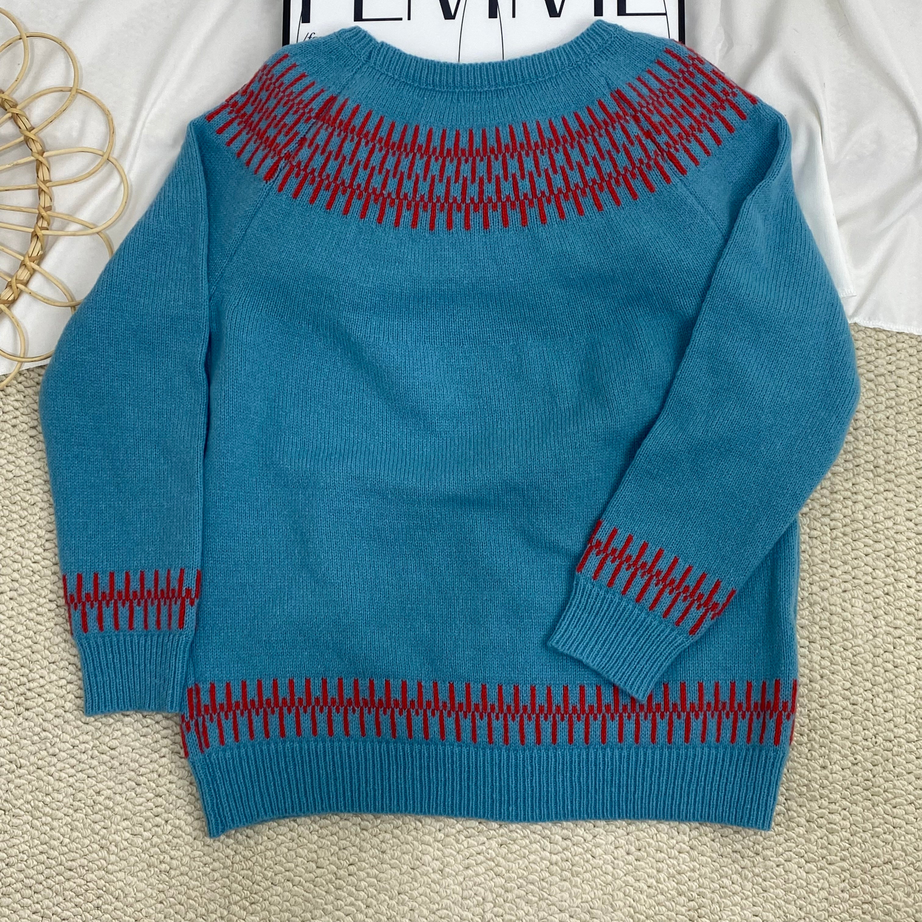Crew Neck Color-Blocked Sweater