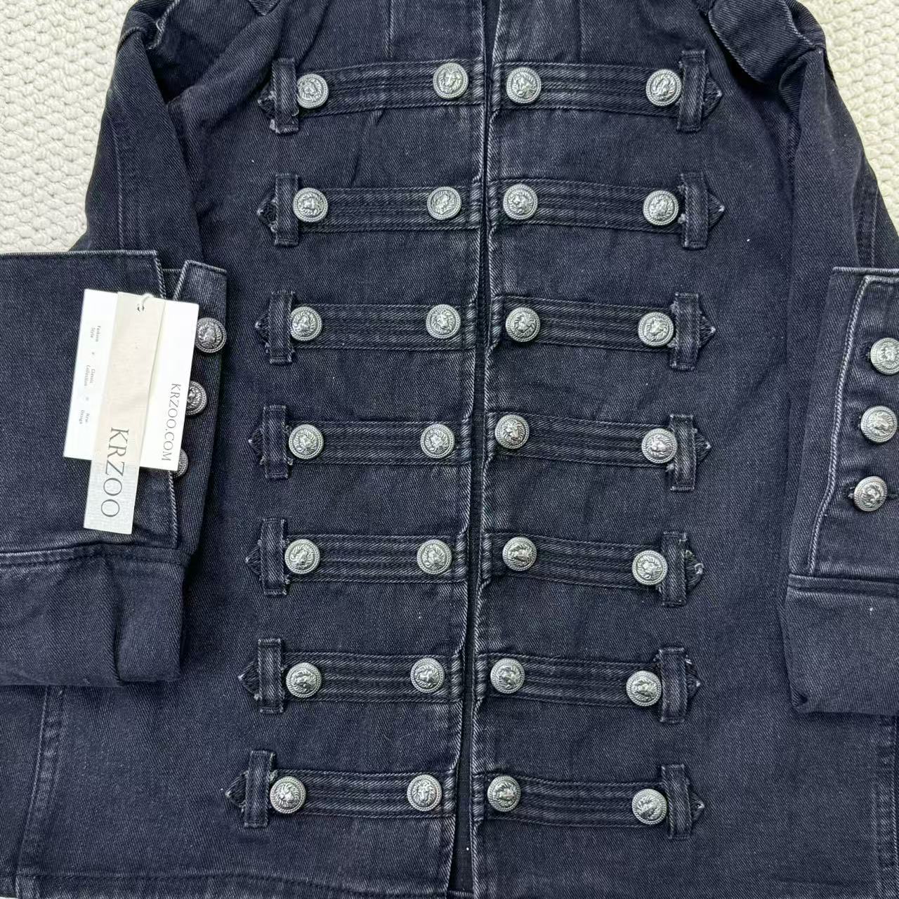 Standing collar long-sleeved denim jacket top