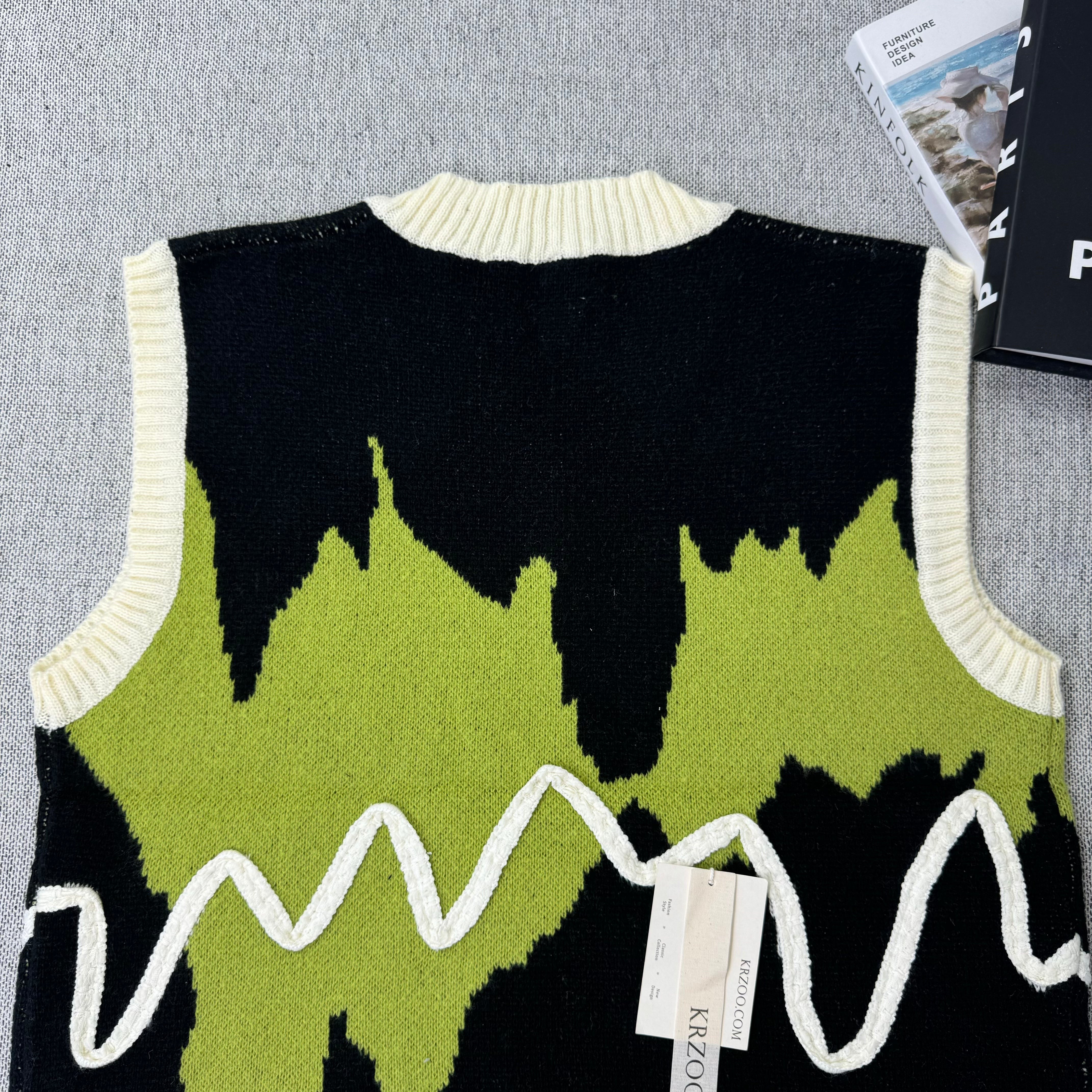 V-neck sweater with irregular knitted jacket