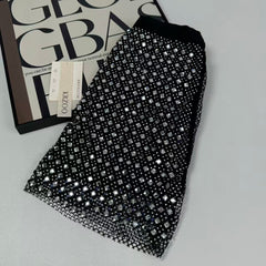 Beaded and rhinestone-studded half-length skirt