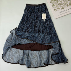 Net-silk A-line pleated mid-length skirt
