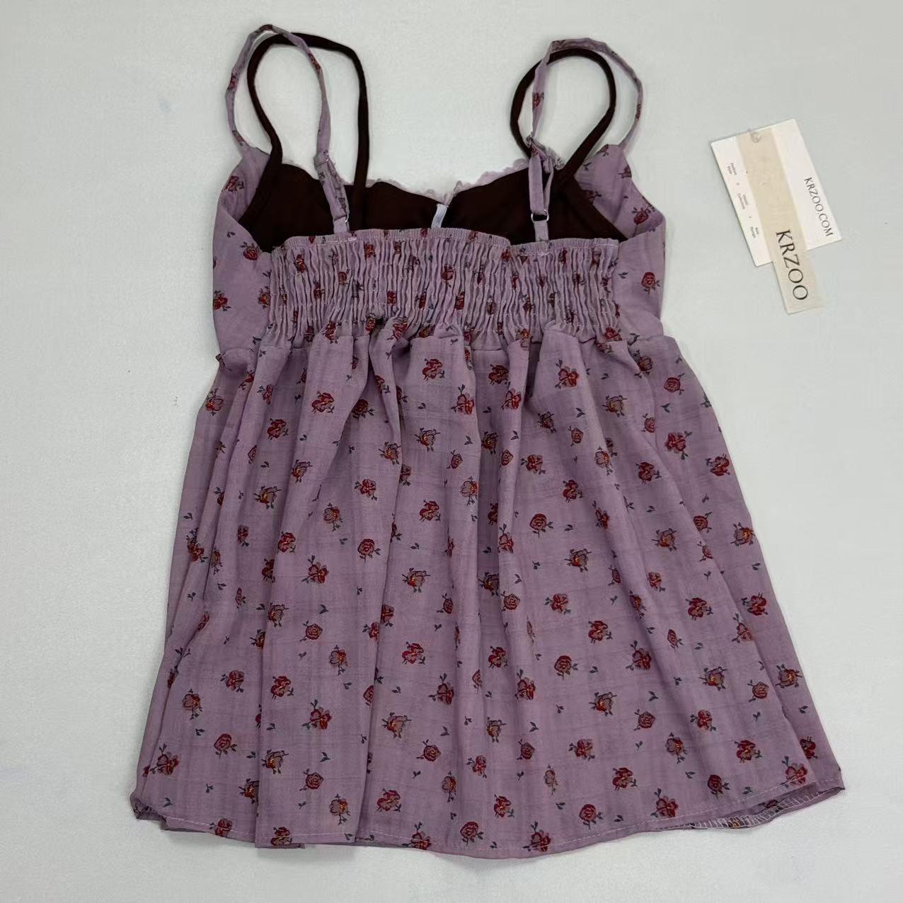 Two-piece v-neck pure-braided tank top
