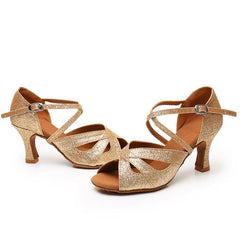 Women's Leatherette Customized Heel Ballroom Dance Shoes Latin Shoes