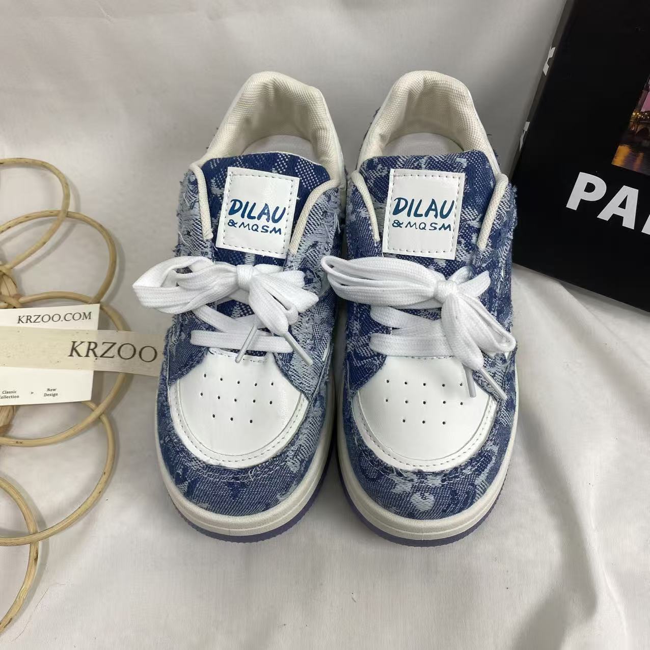 Denim Blue Height-Lncreasing Shoes