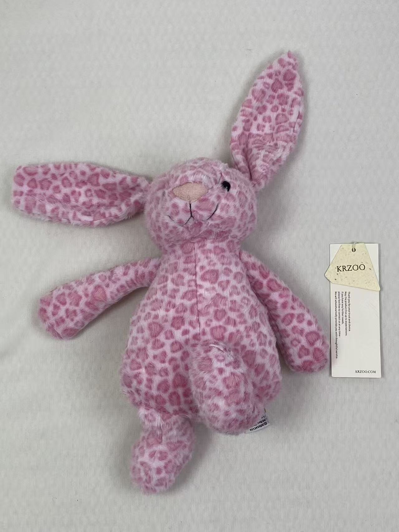 Floral-patterned rabbit fur plush comfort doll