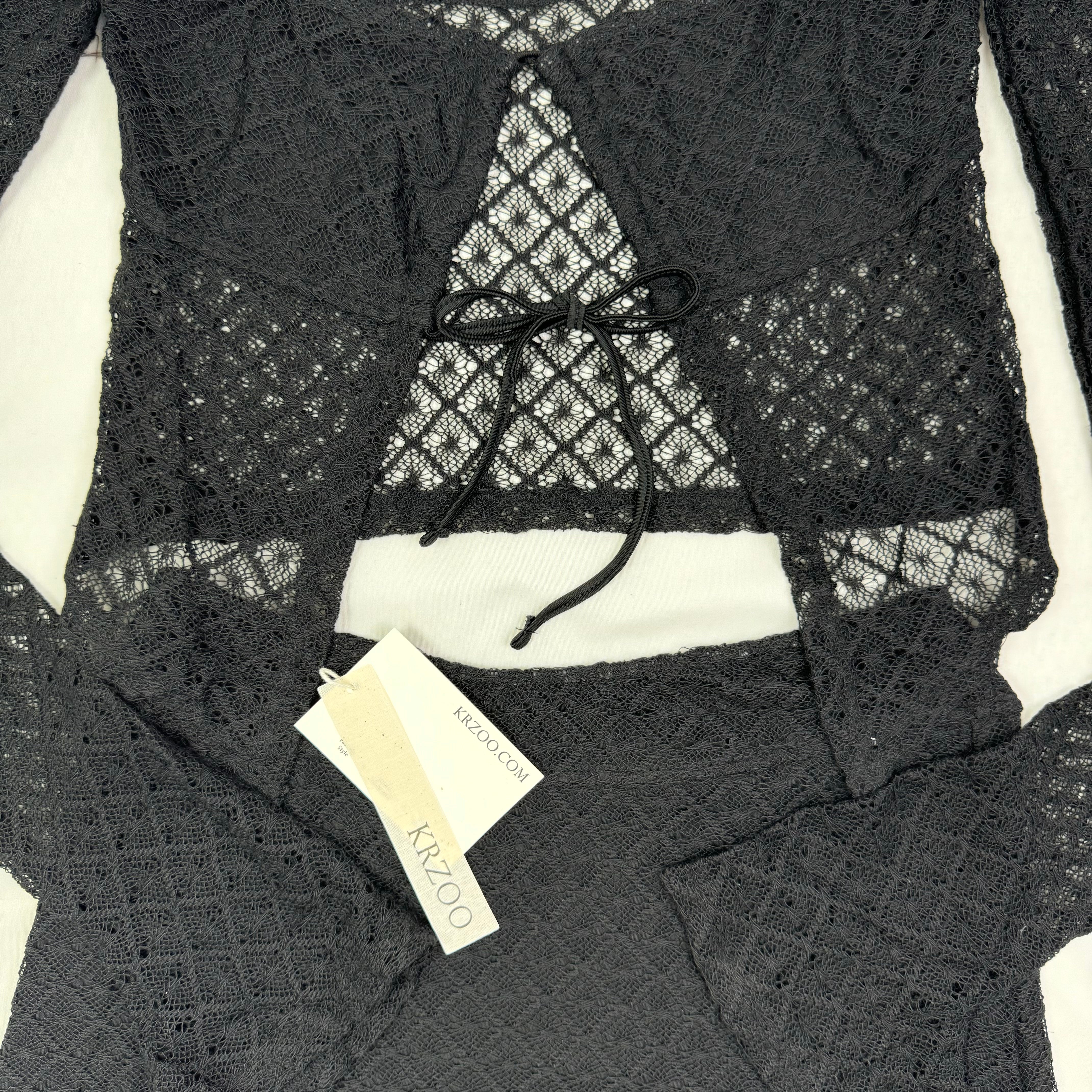 Long-sleeved strapless short skirt set