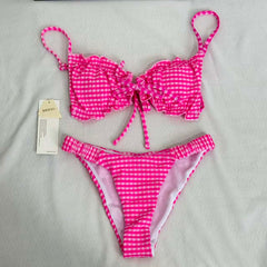 Belted triangle bikini swimsuit set