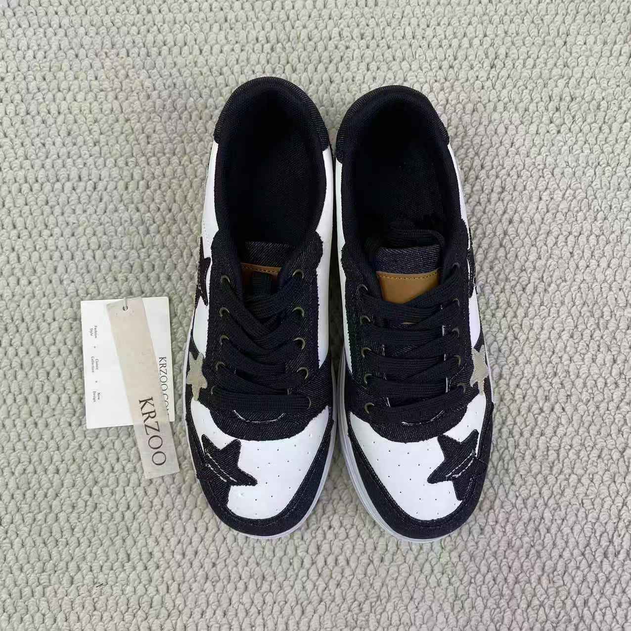 Star low-top sneakers, denim shoes