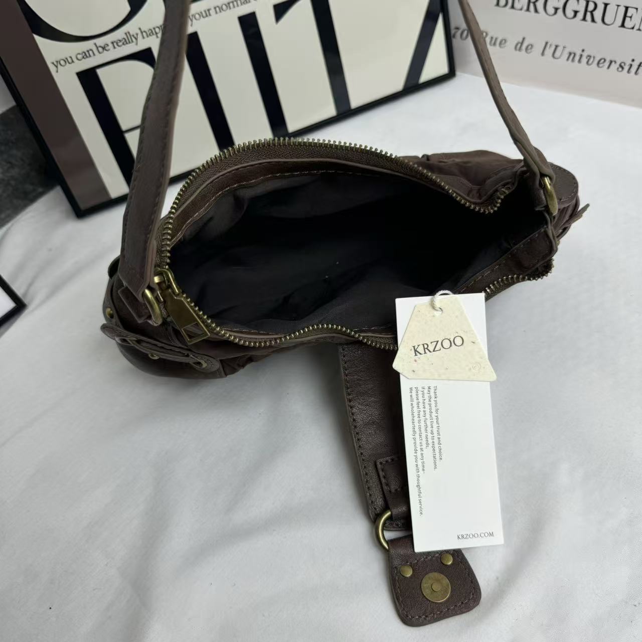 Distressed Vintage-Style Underarm Bag