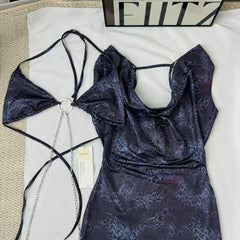 Necklace-style open-front dress