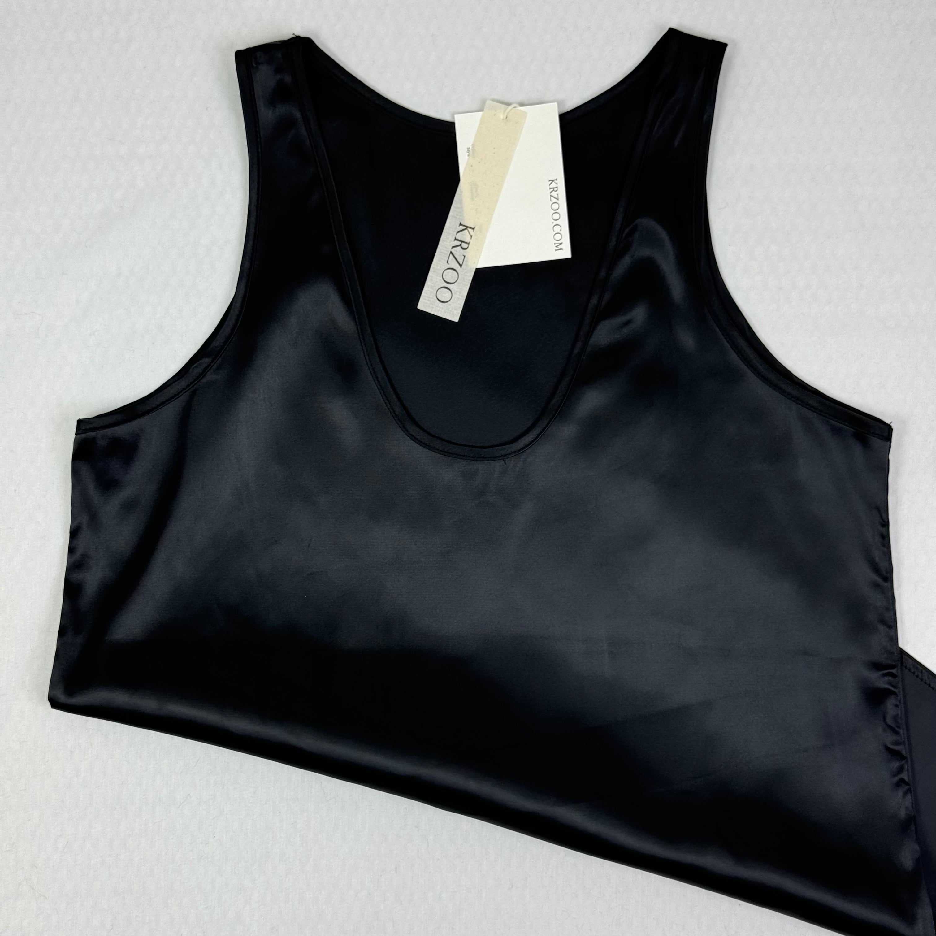 Silk round-neck tank top with straps