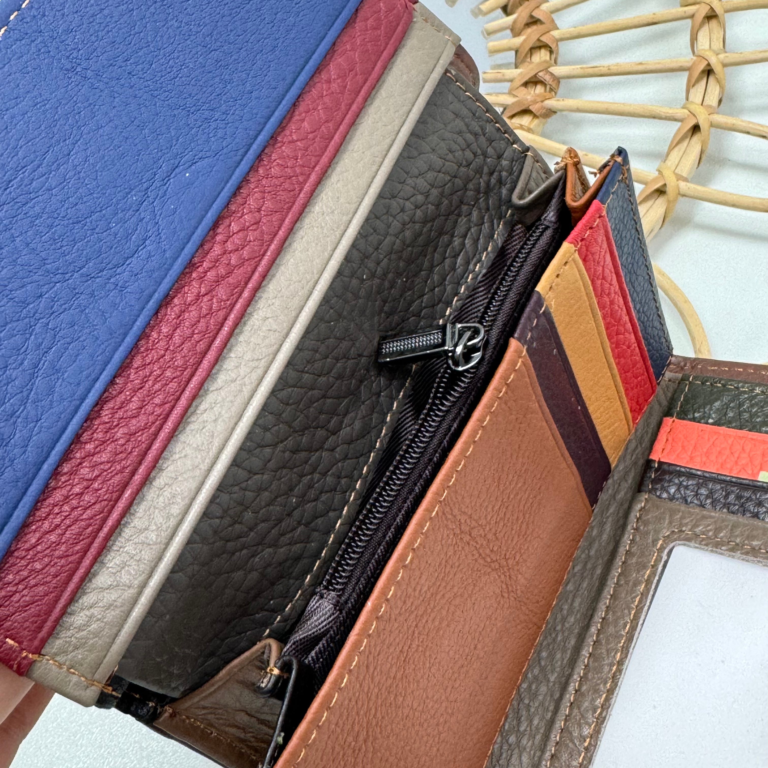 Glued color leather wallet