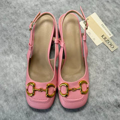 Square-toe shoes with thick heels