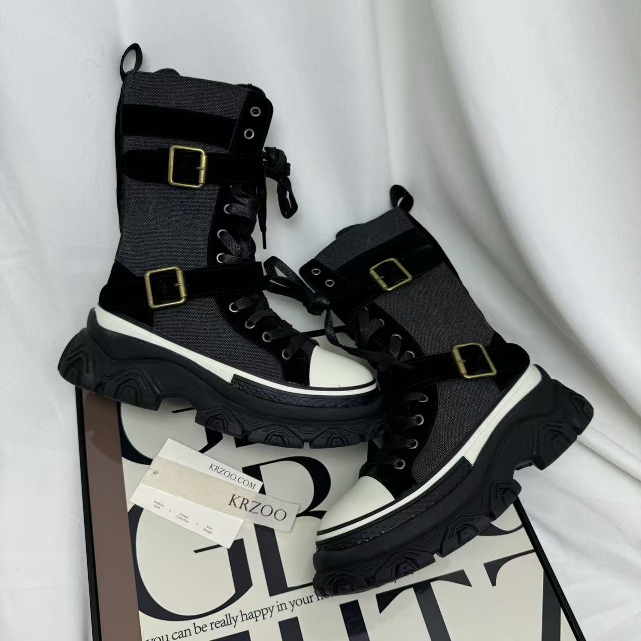 Low side zipper high-top knight boots