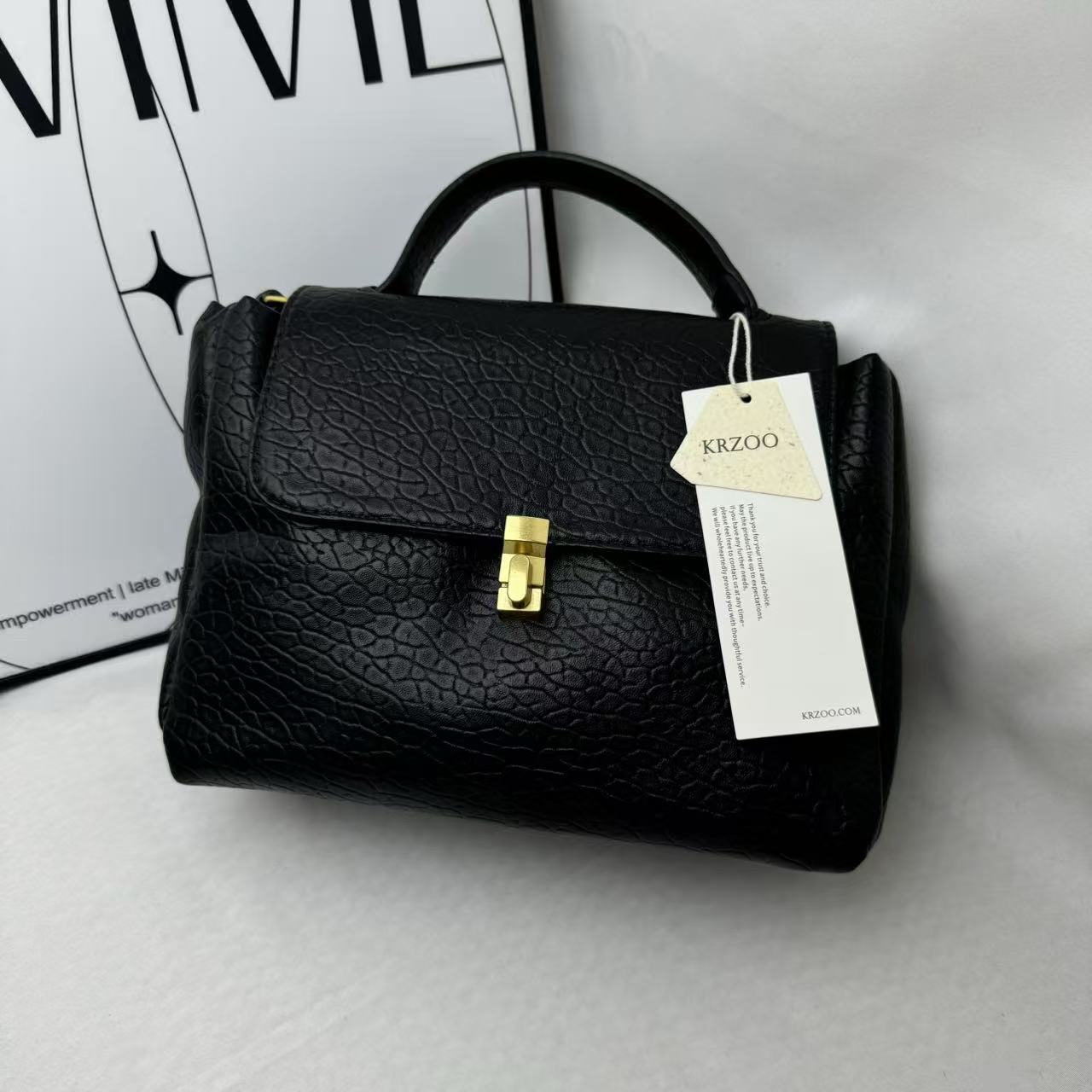 Large Black Leather Tote Bag