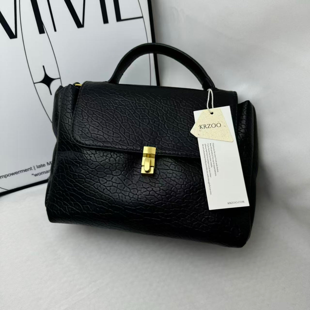 Large Black Leather Tote Bag