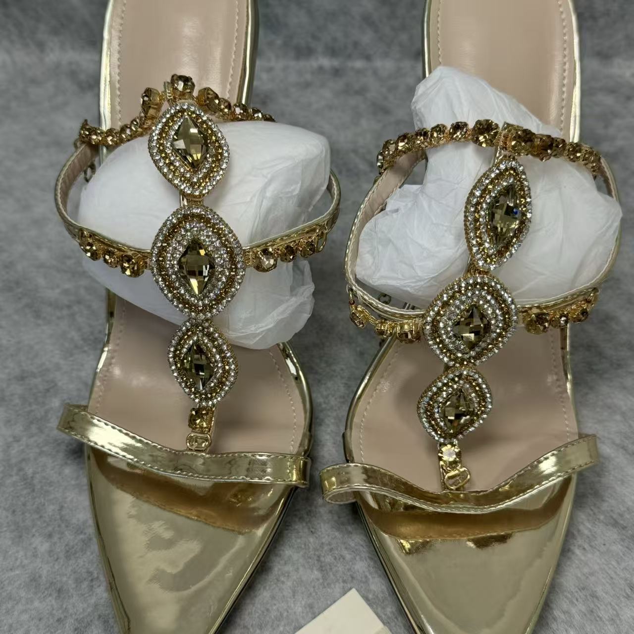 Beaded crystal heel stiletto shoes