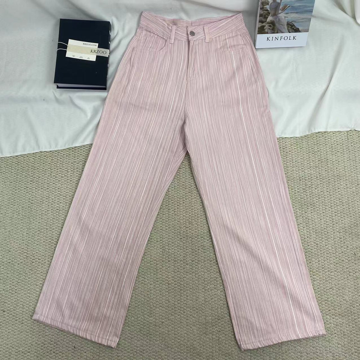 Textured Pink Denim Jeans