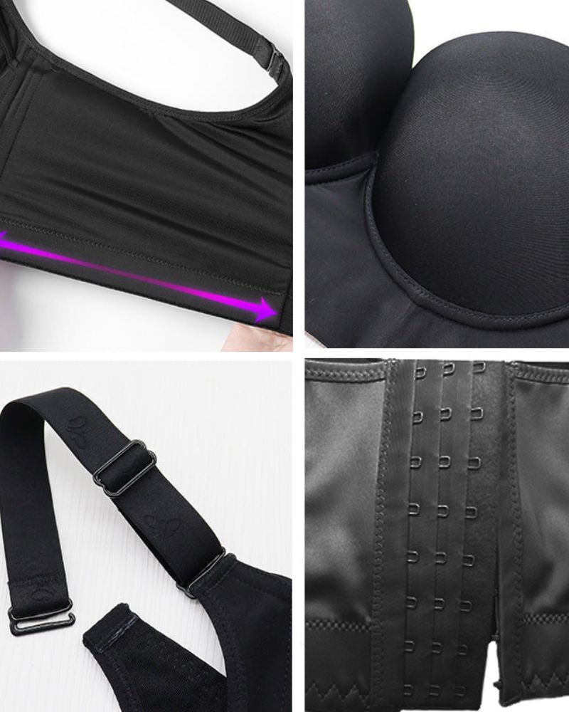 Full-Coverage Back Smoothing Bra - Black+Beige (2 PCS)