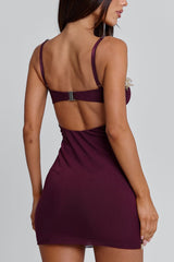 Cami 3D Flowers Cinch Waist Shimmery Party Mini Dresses-Red Pre Order