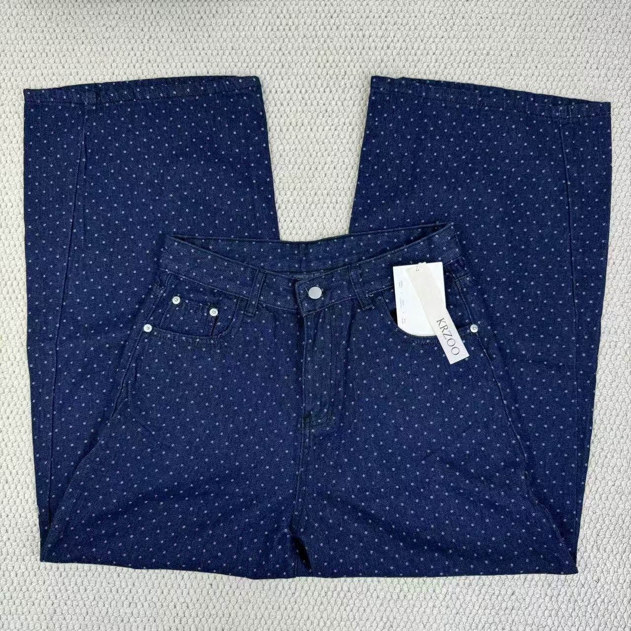 Blue dotted elongated paratrooper pants