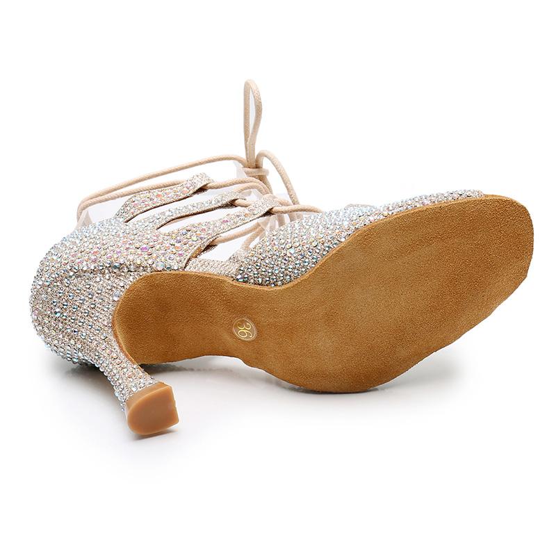 Women's Rhinestone Customized Heels Dance Boots Salsa Dance Shoes