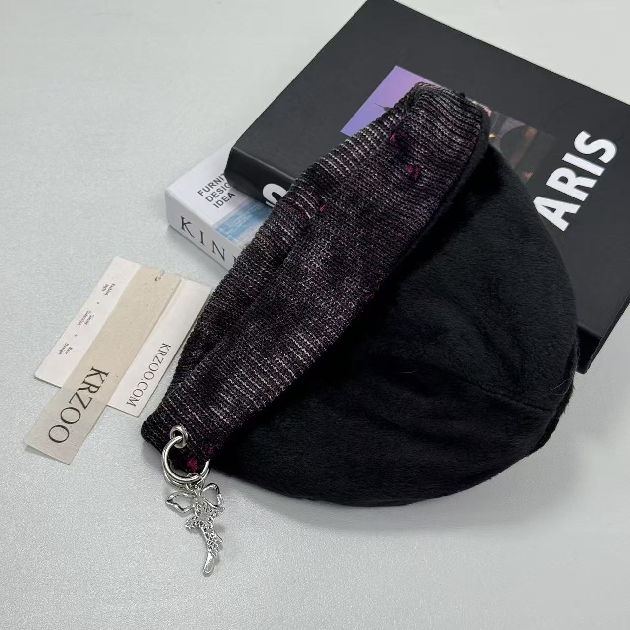 Cross-shaped hole distressed knitted hat