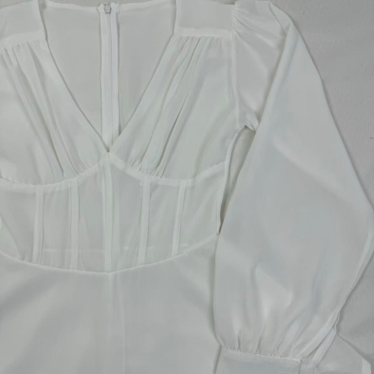 Long-sleeved chiffon A-line short skirt