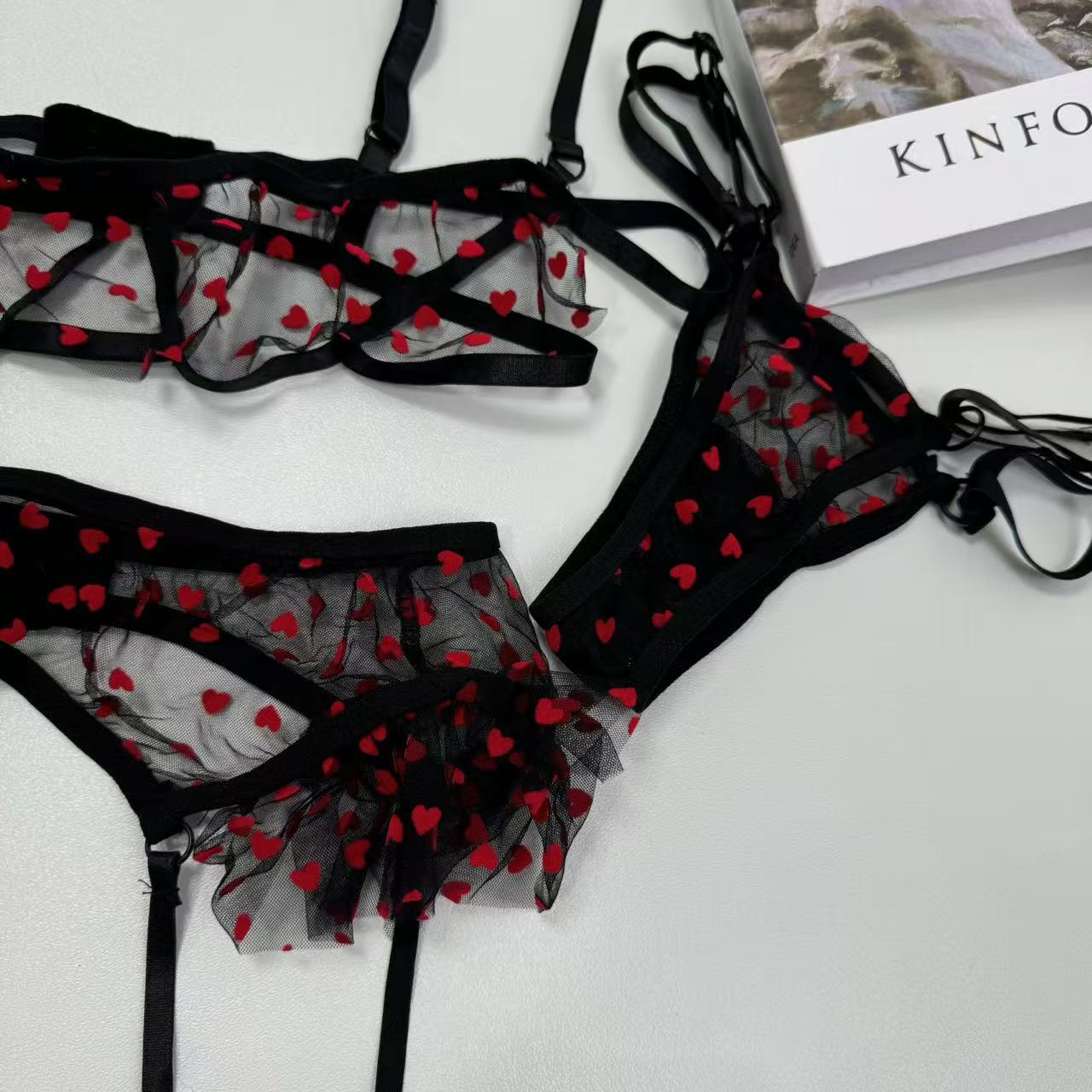 Net fabric star-point three-piece erotic outfit