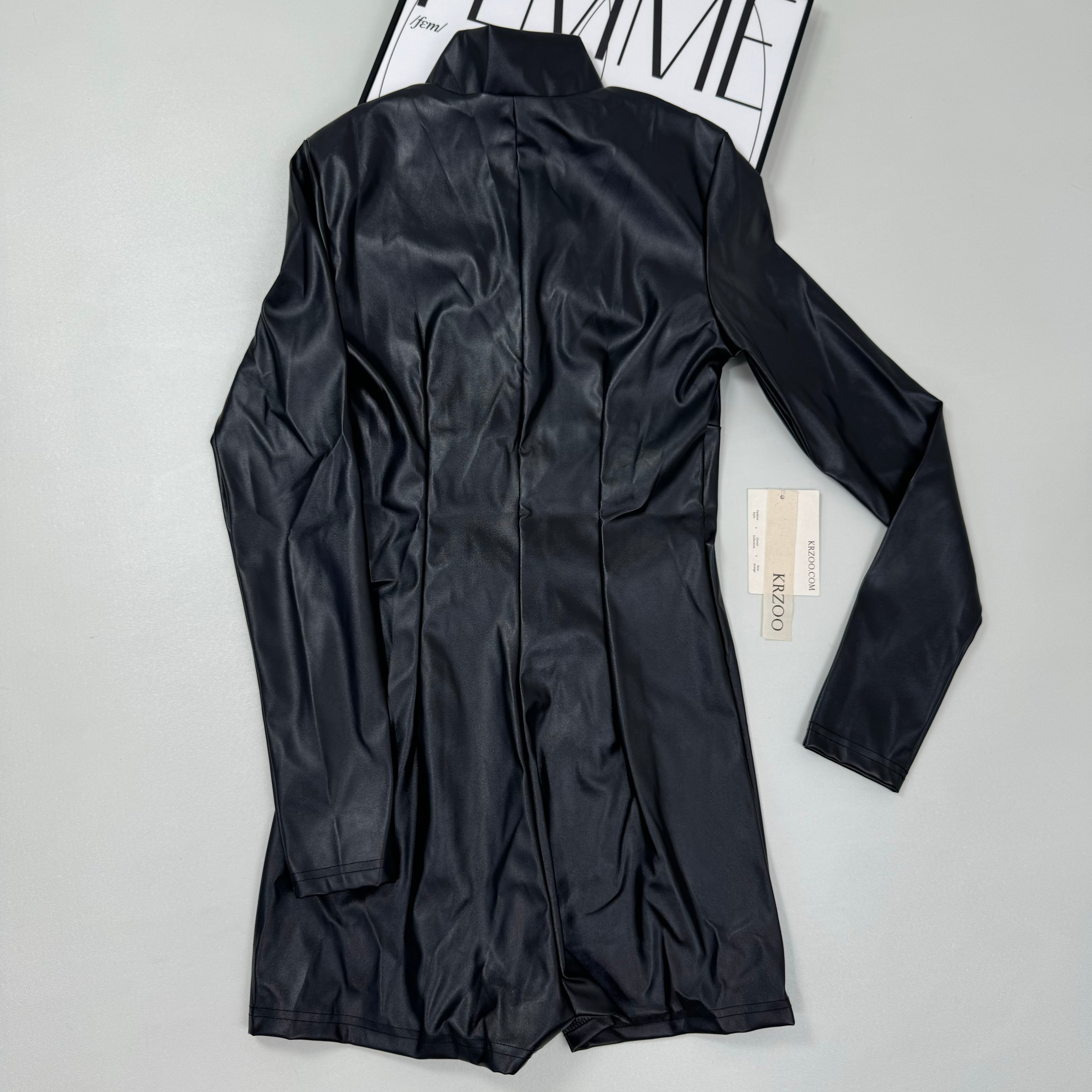 Zipper body-hugging one-piece pants
