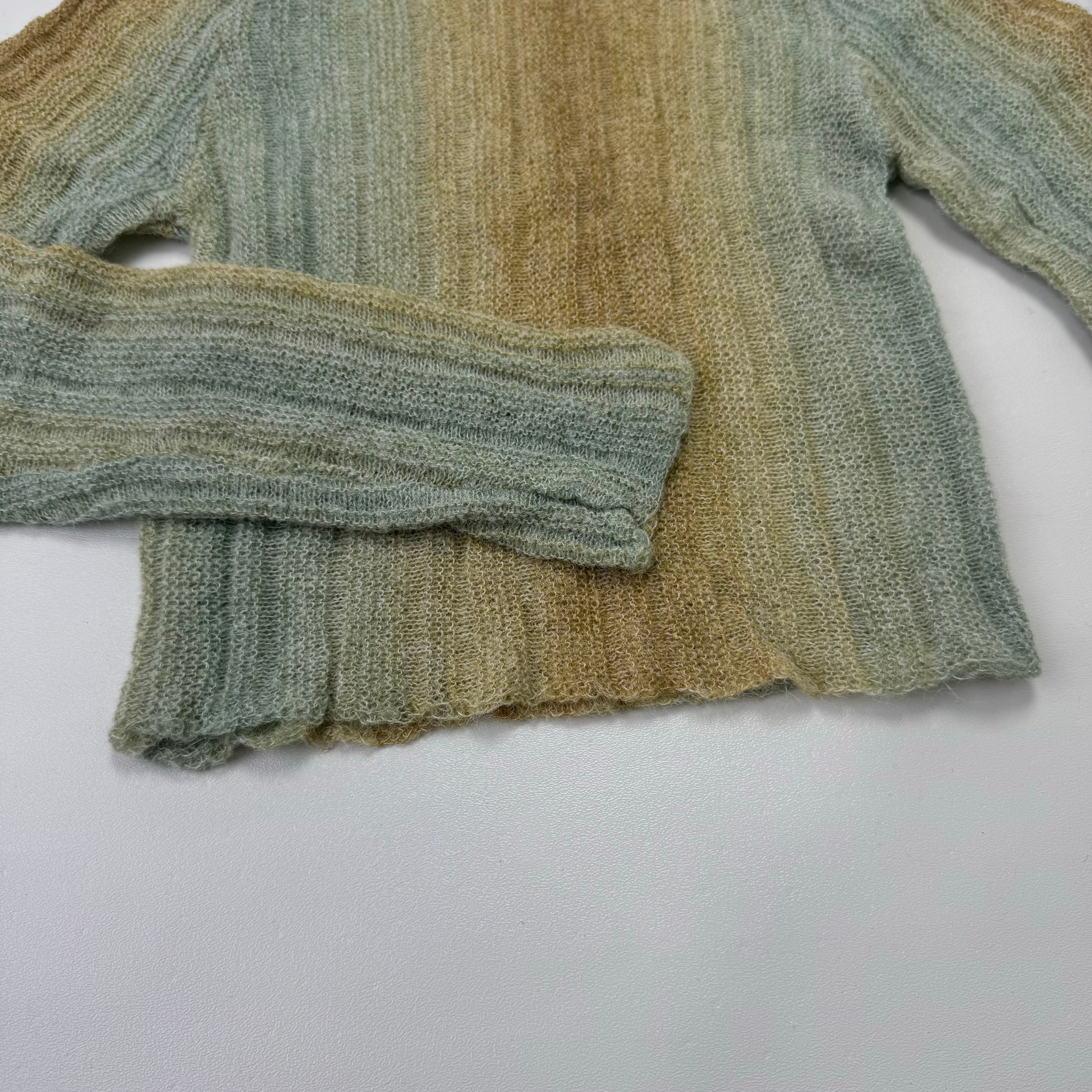 Graduated tie-dye long-sleeved knit shirt