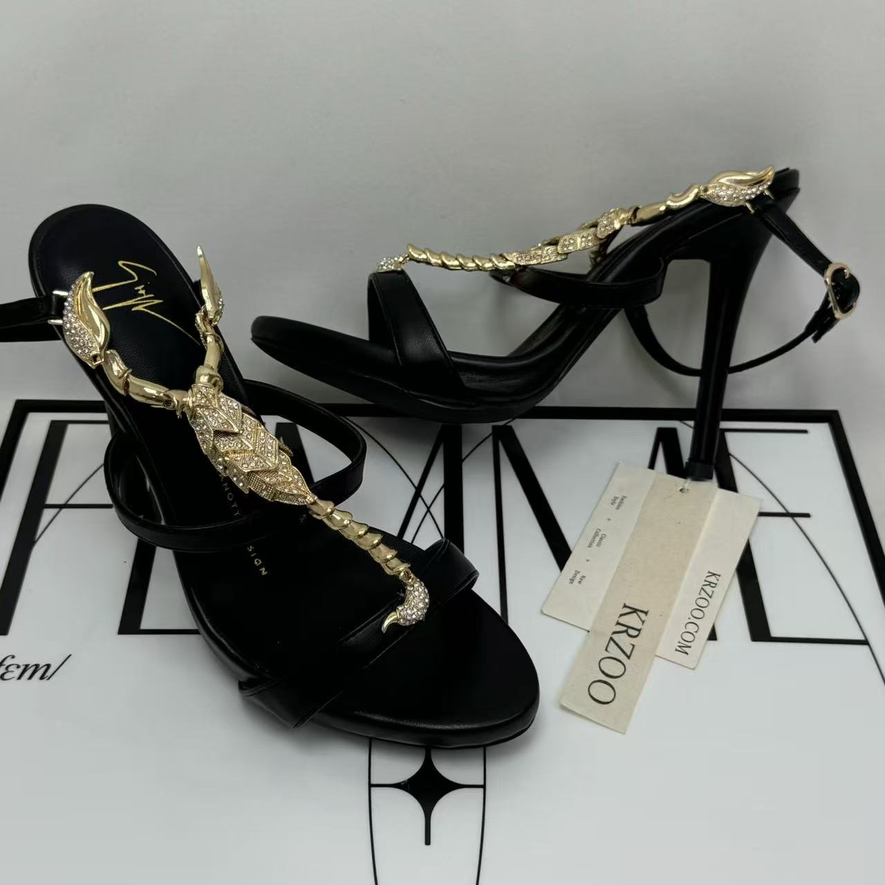 Gold water droplet spider toe stiletto heels