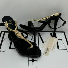 Gold water droplet spider toe stiletto heels