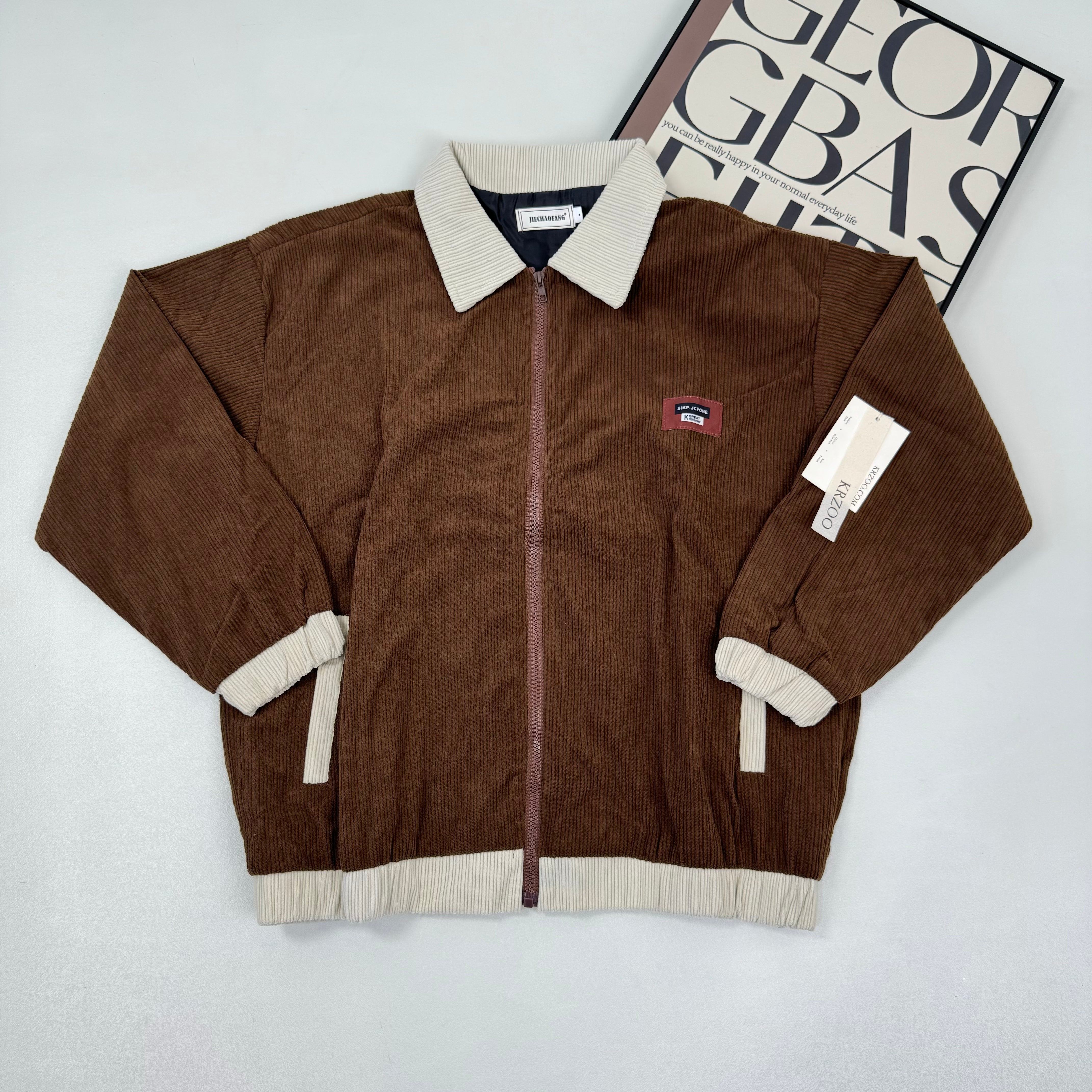 Flannel loose baseball jacket