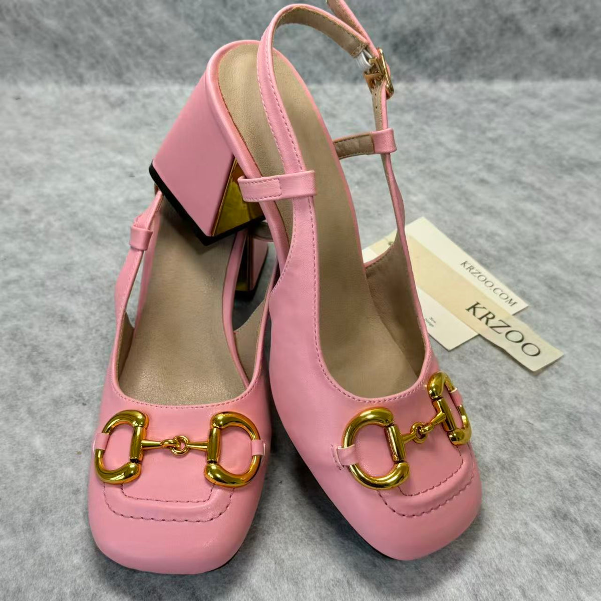 Square-toe shoes with thick heels