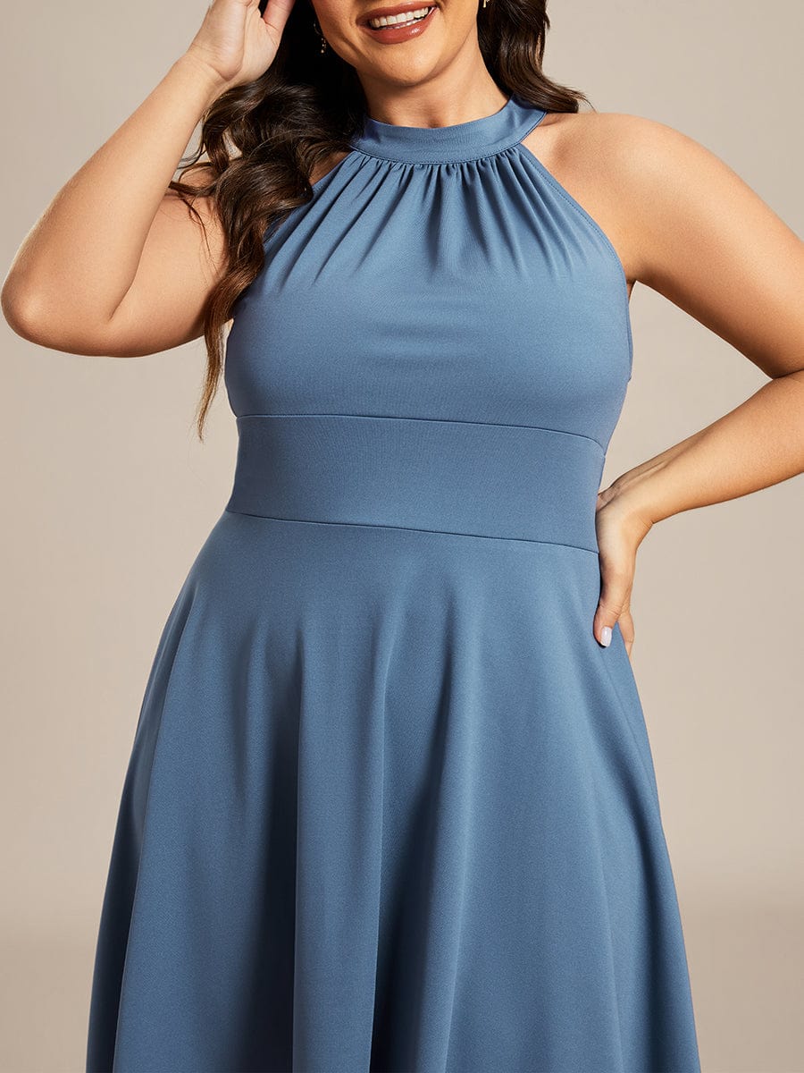 Chic Halterneck Knee-Length Wedding Guest Dress