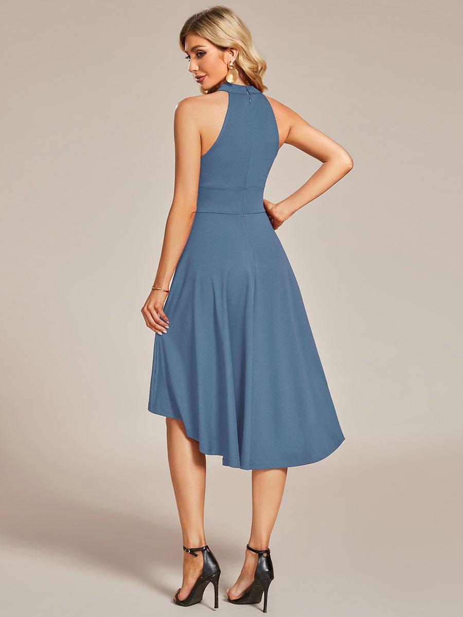 Chic Halterneck Knee-Length Wedding Guest Dress