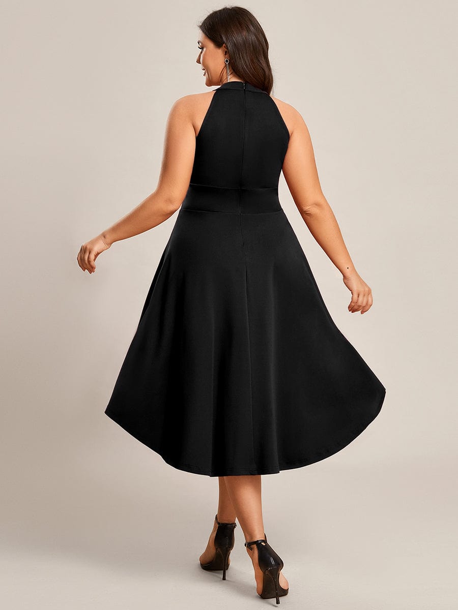 Chic Halterneck Knee-Length Wedding Guest Dress