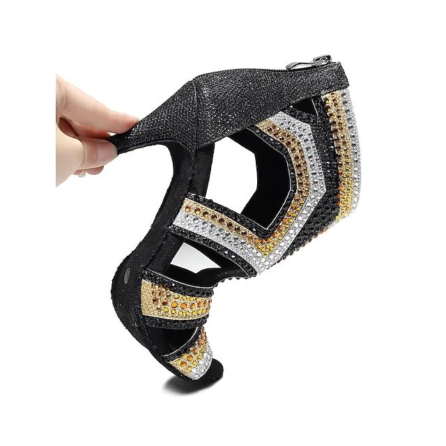 Women's Sparkling Rhinestone Glitter 10cm/8.5cm Heels Dance Boots JazSalsa Dancing Shoes