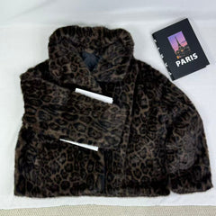 Wide-necked leopard print mink coat